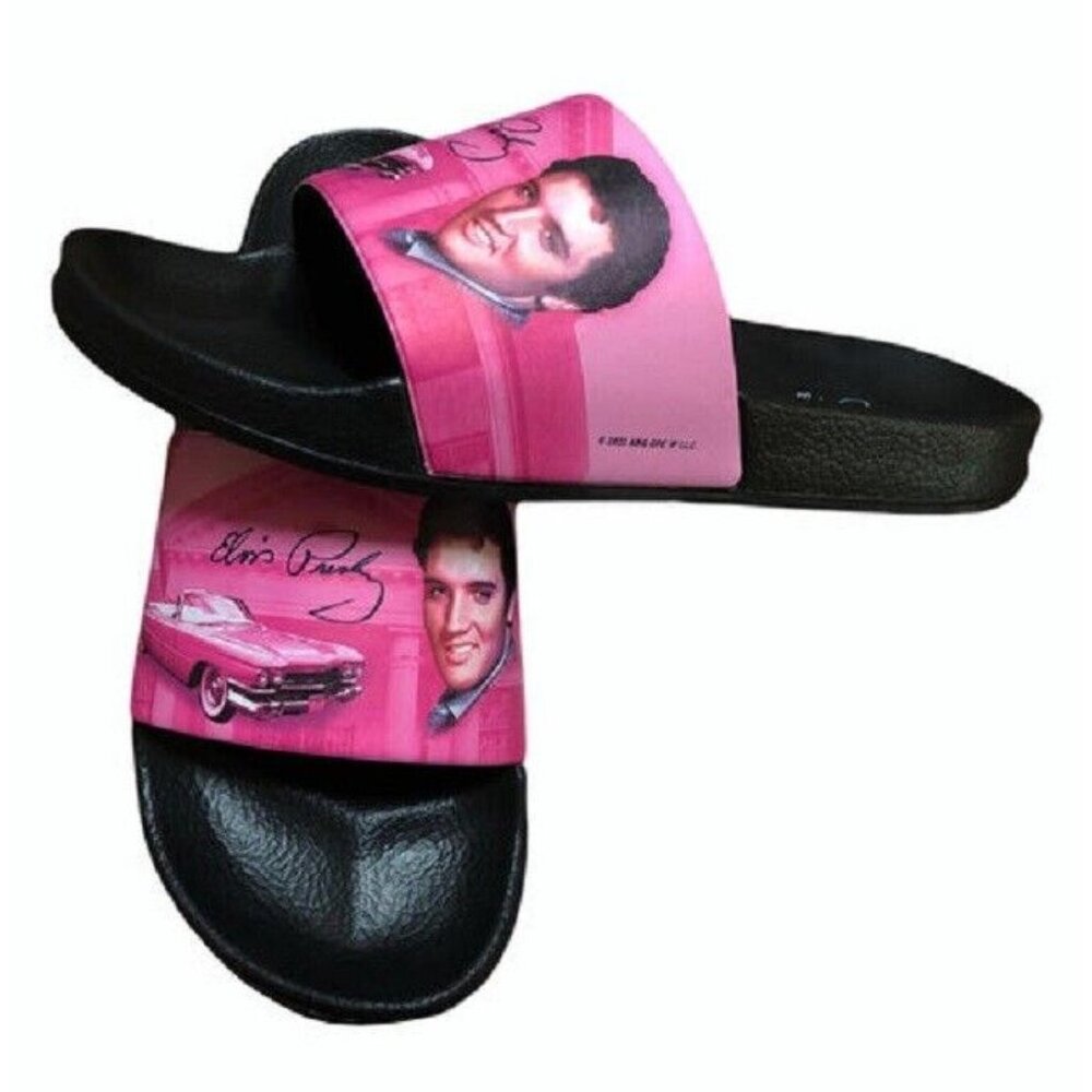 New 9 to 9.5 Pink Sandals Elvis Presley Slip On Cadillac Flip Flops Shoes NIP - Picture 2 of 4